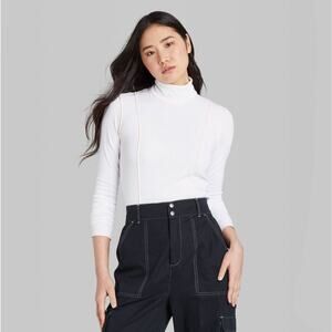 Wild Fable White Turtleneck Ribbed‎ Long Sleeve Large